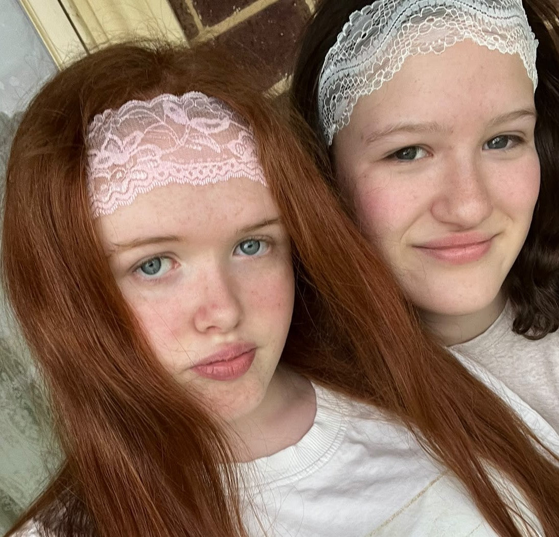 Lace Headband, pink - teen/ladies/womens