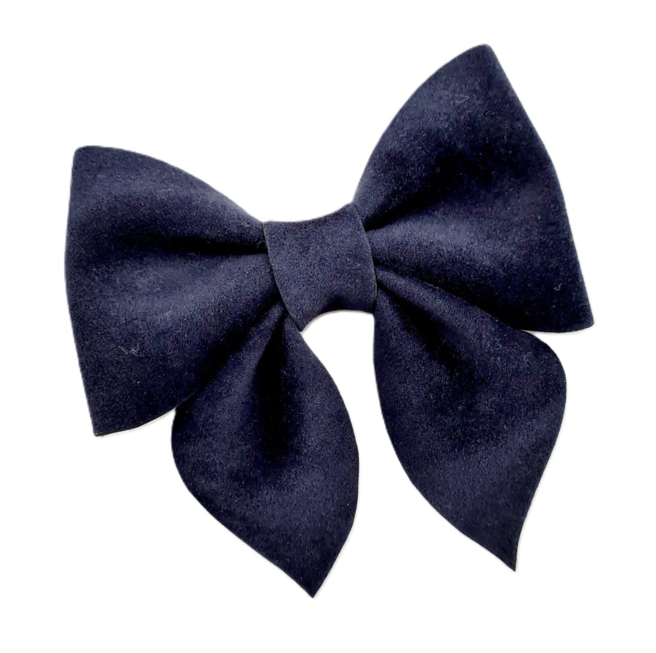 Velvet Sailor Bow Hair Clip - Navy Blue