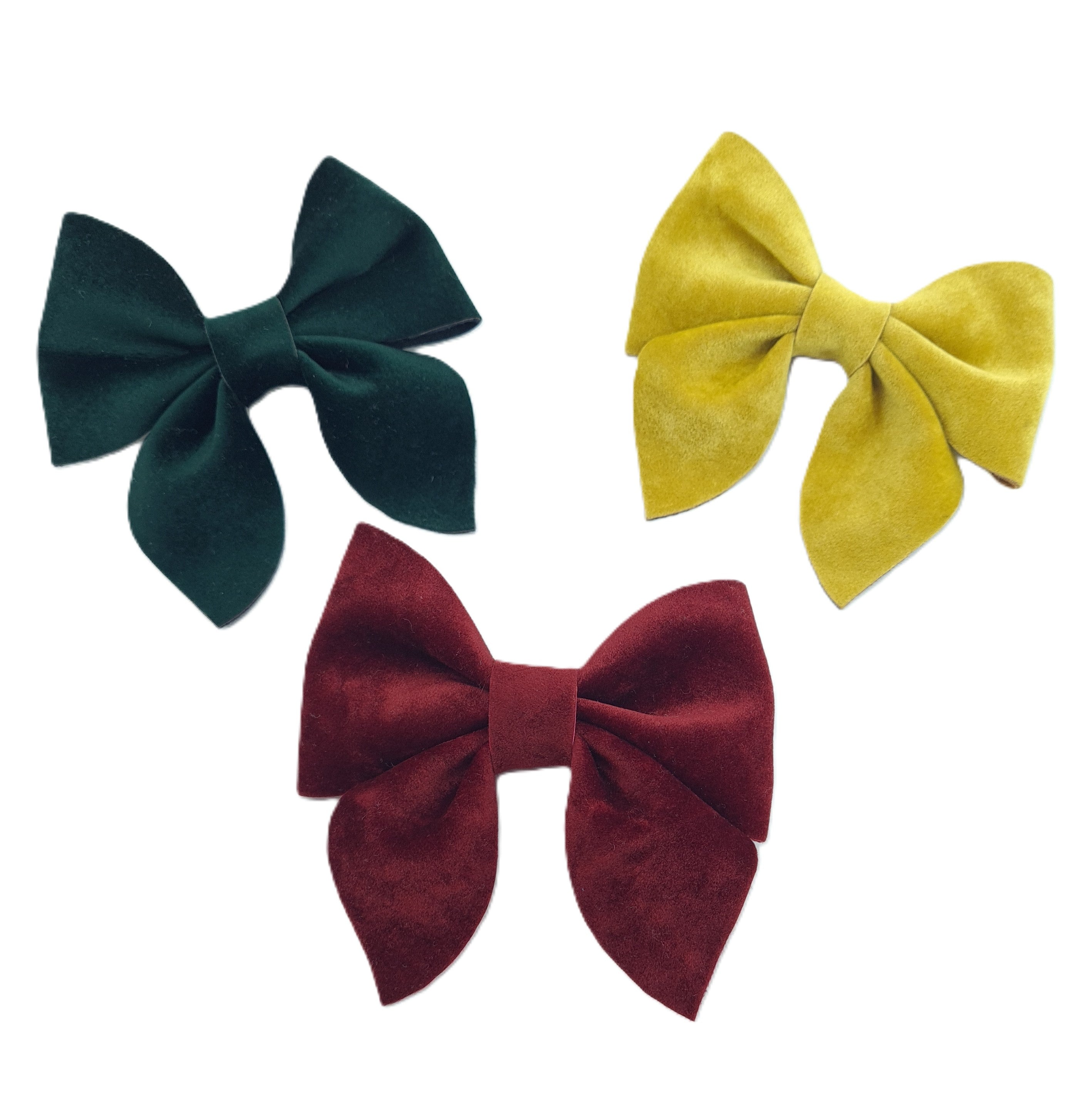 Velvet Sailor Bow Hair Clip - Bottle Green