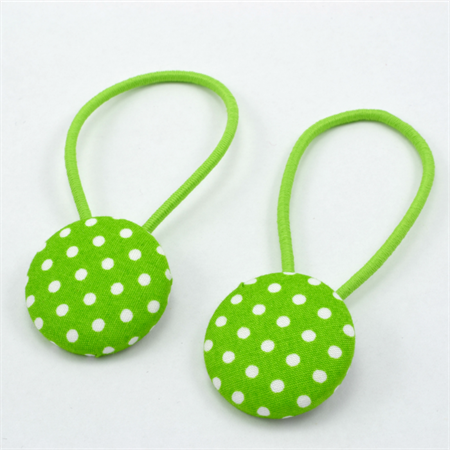 Green polka dot Button Hair Ties