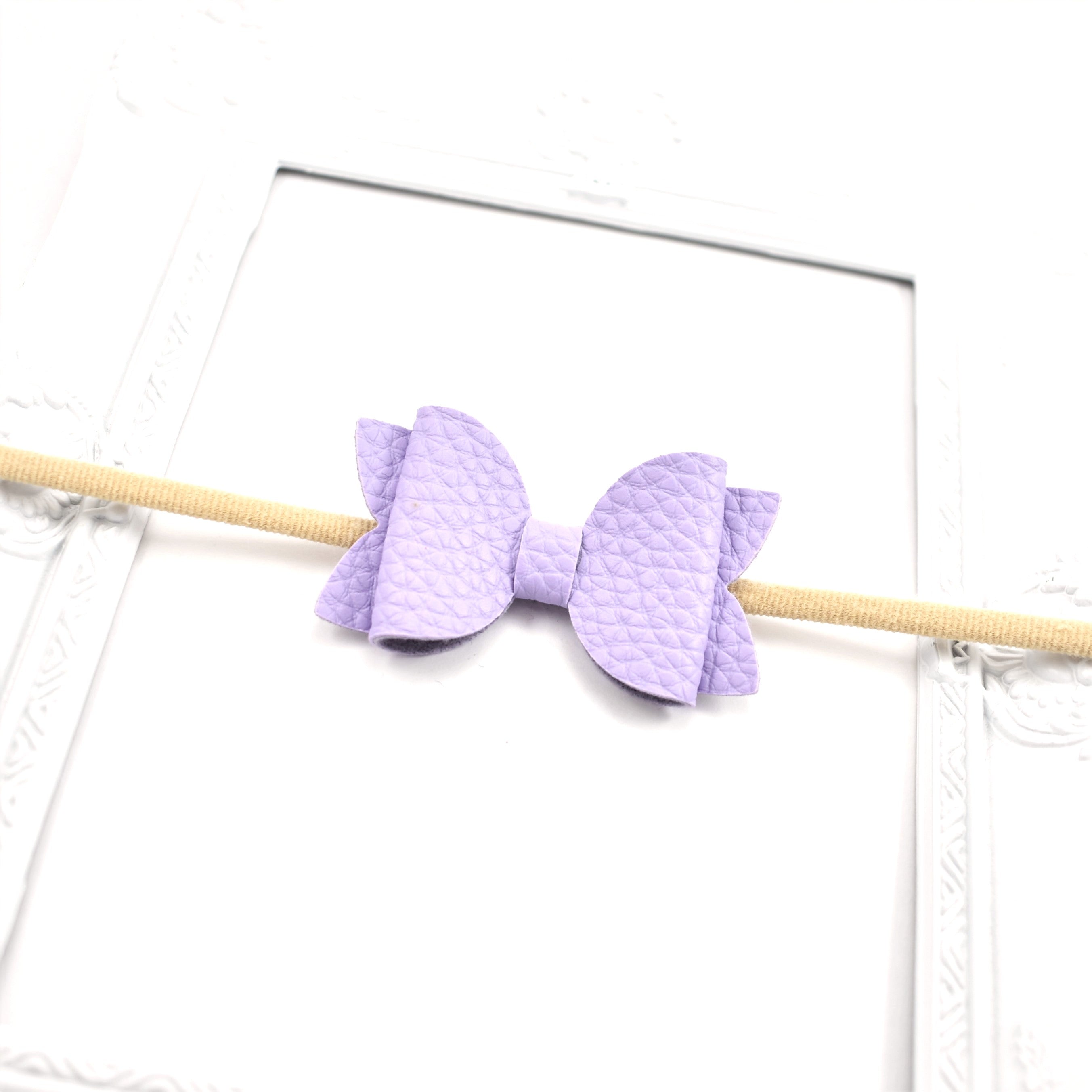 Annabelle leather Bow Headband - lavender