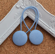 School Button Hair Ties - Light Blue