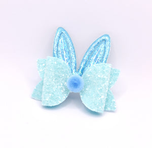 Bunny Ears Bow Hair Clip - blue