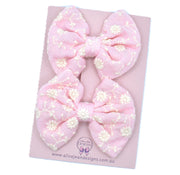 Fabric piggytail bows - pink
