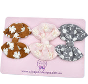 Set of 3 fabric hair bows