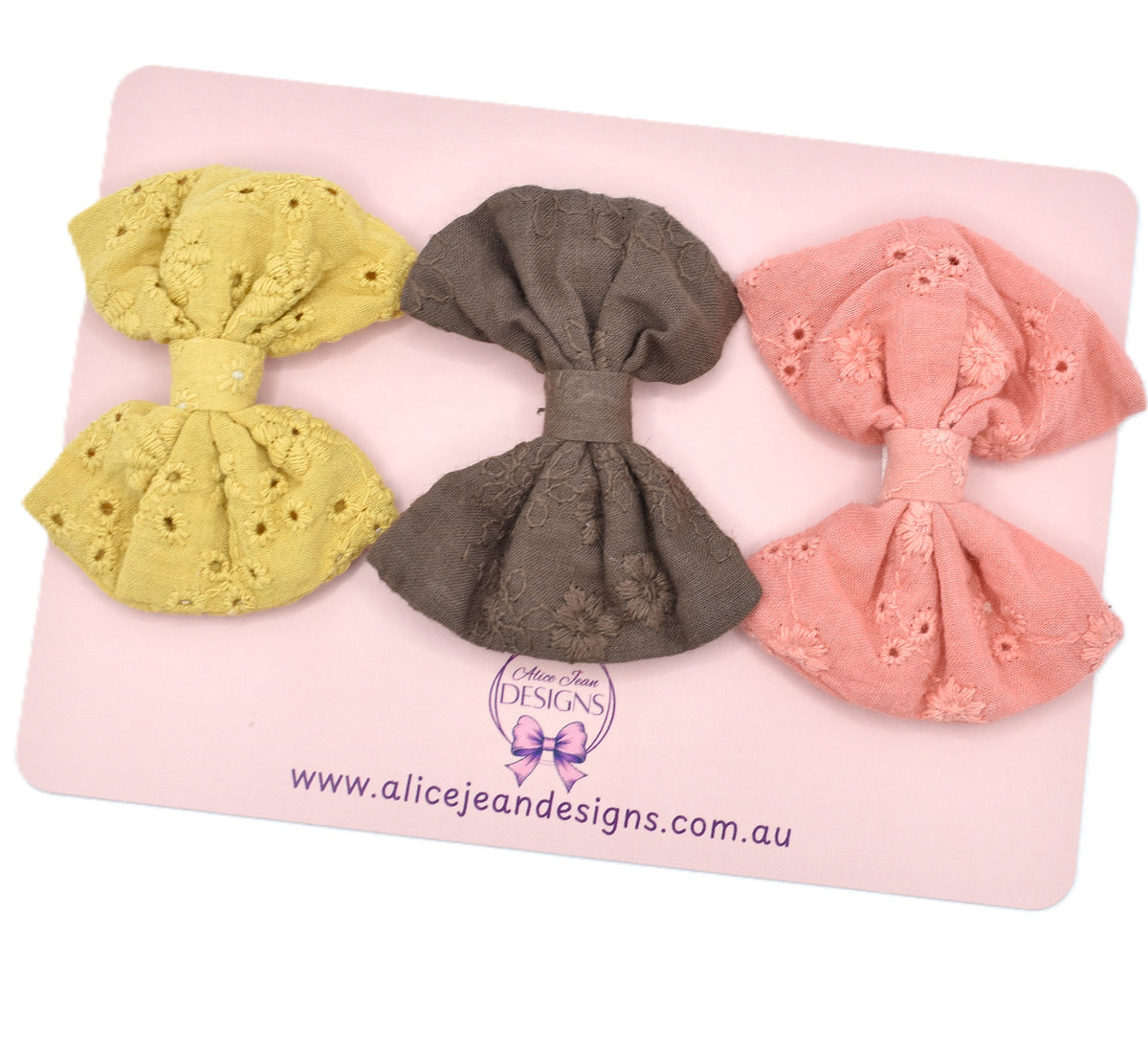 Set of 3 fabric hair bows
