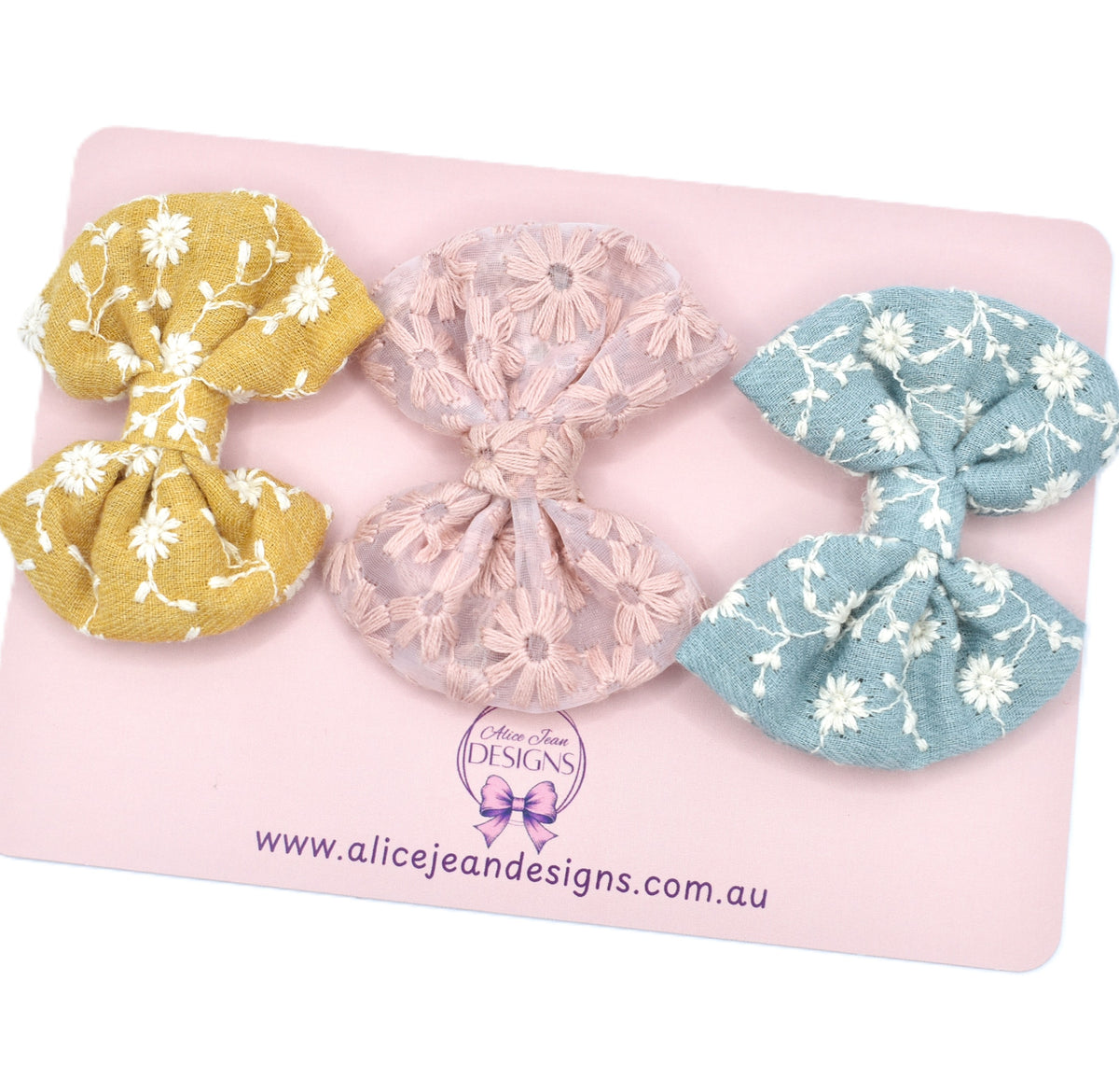 Set of 3 fabric hair bows