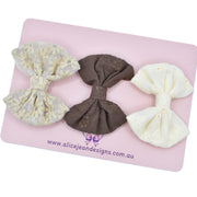 Set of 3 fabric hair bows