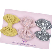 Set of 3 fabric hair bows