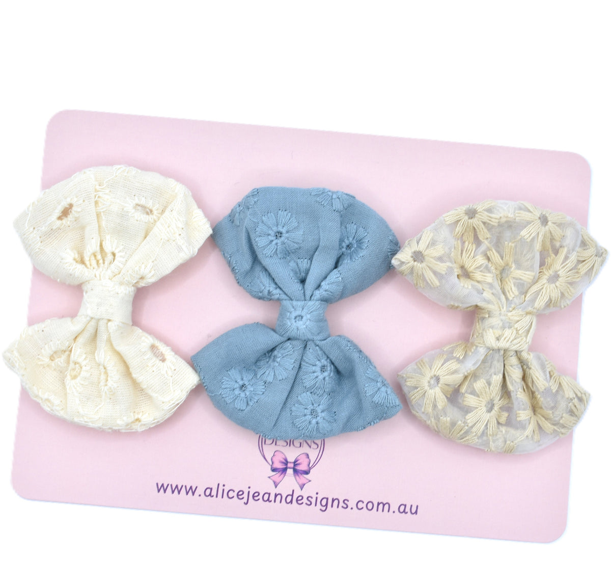 Set of 3 fabric hair bows