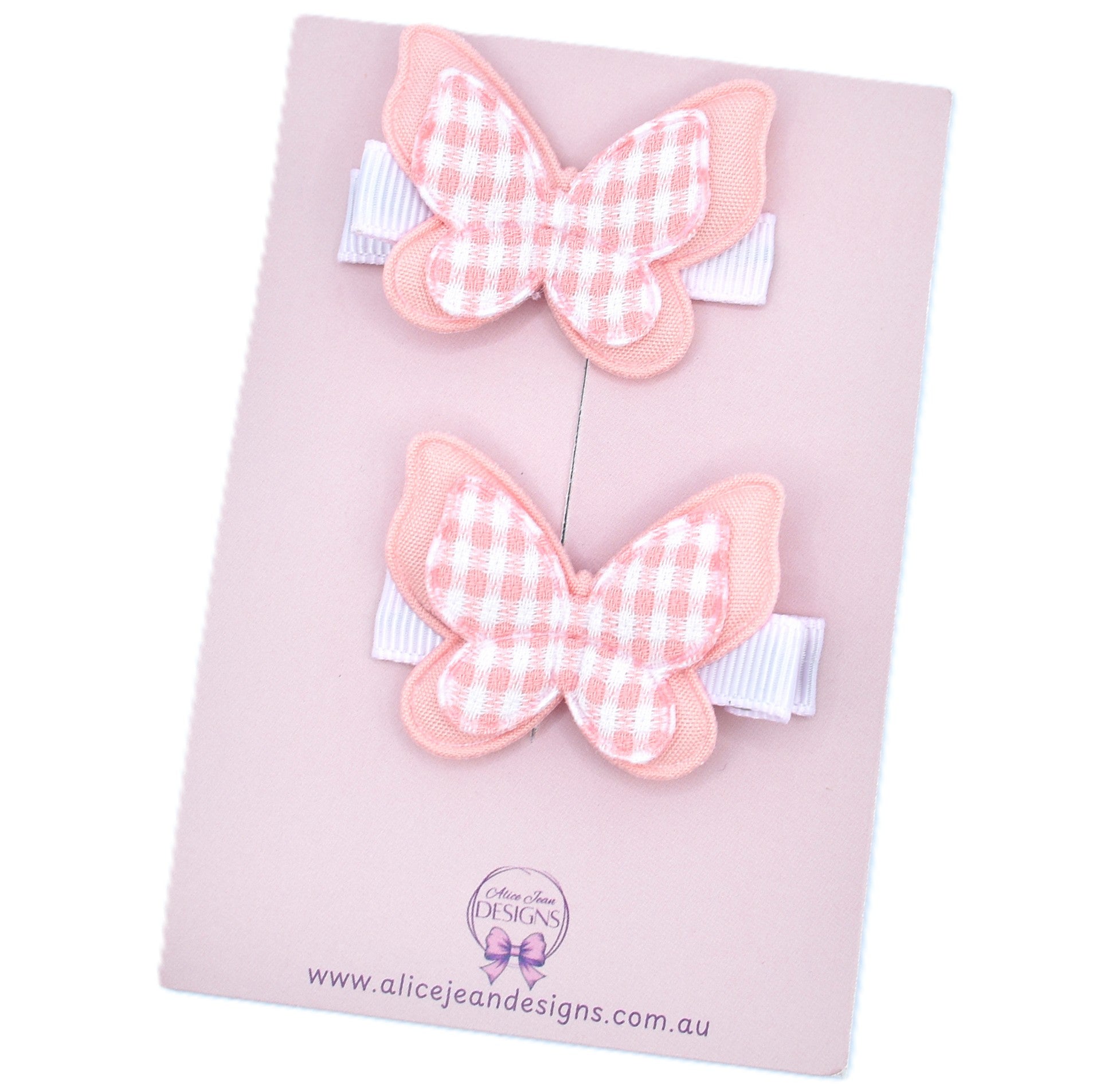 Butterfly Hair Clips - peach