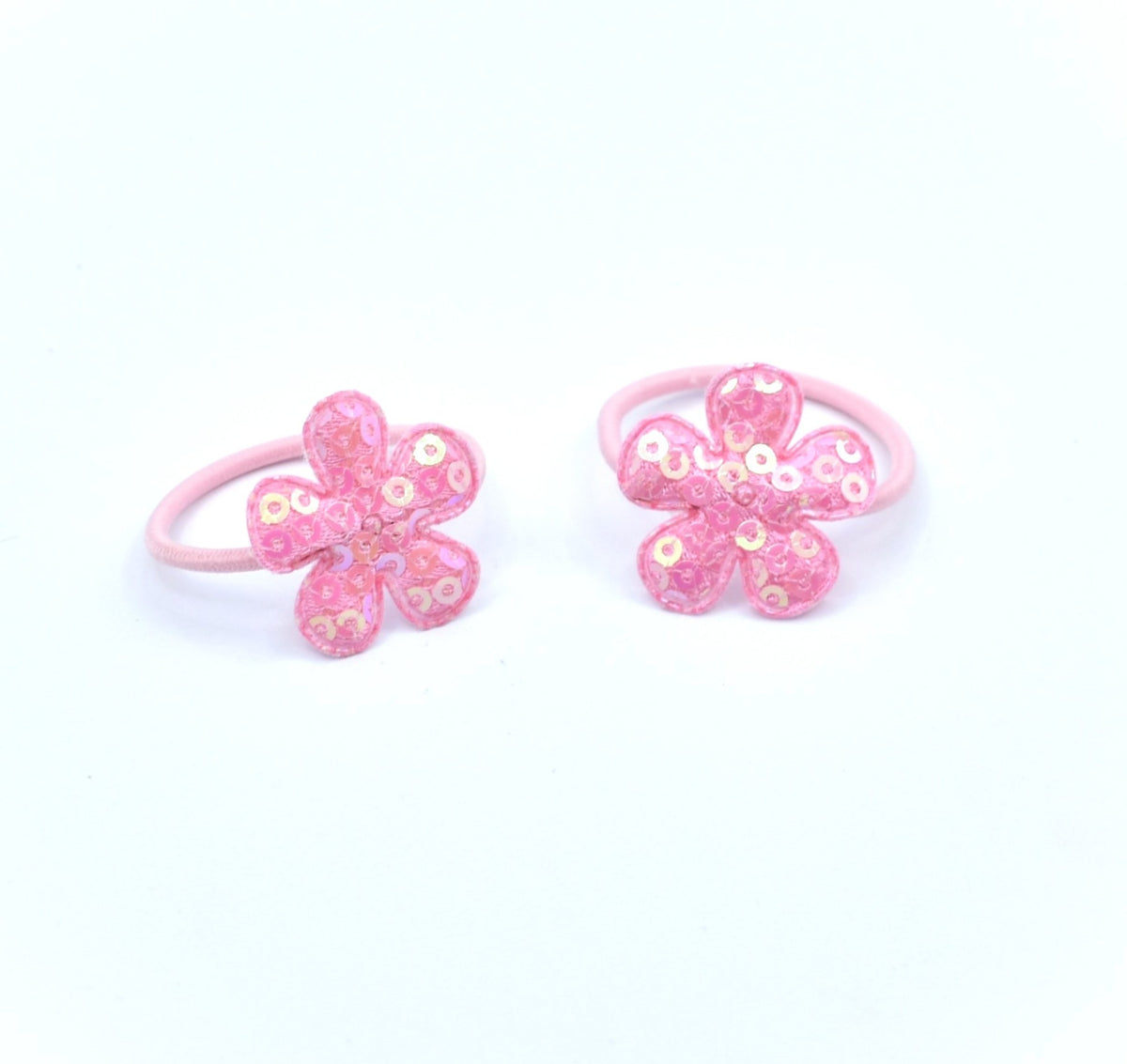 Mini Hair Ties - Pink Sequin Flowers