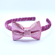 Glitter Bow Headband - Candy Pink