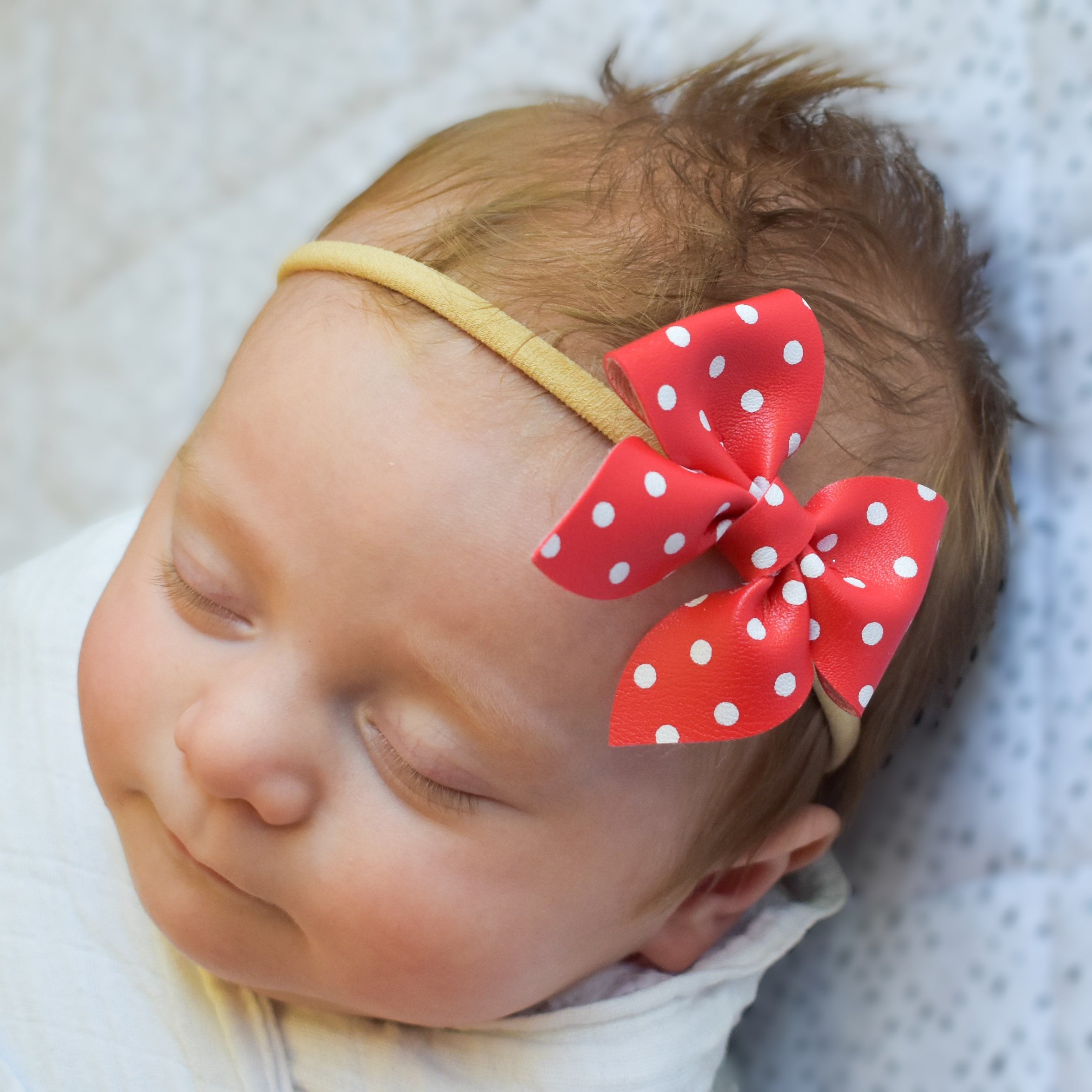 Red Polka Dot Sailor Bow Headband