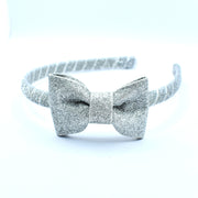 Glitter Bow Headband - Silver