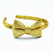 Glitter Bow Headband - Gold