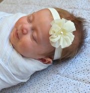 Ivory Chiffon Flower Headband - newborn