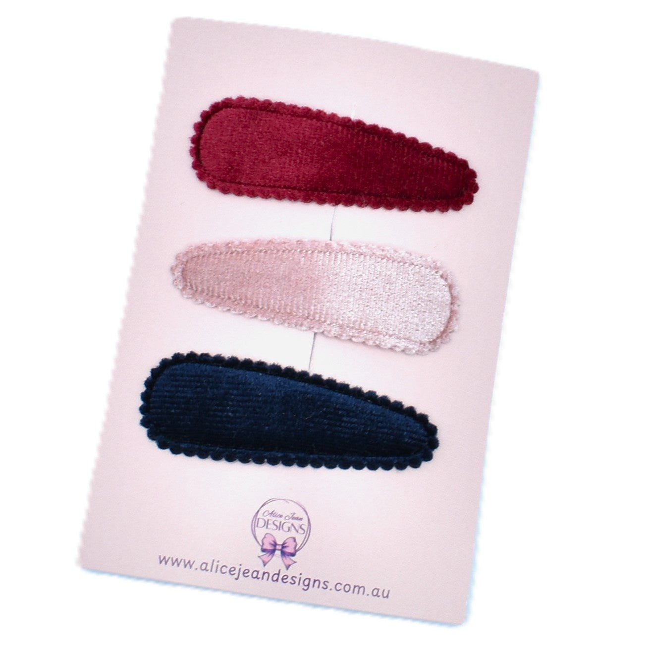 Velvet Snap Clips - set of 3