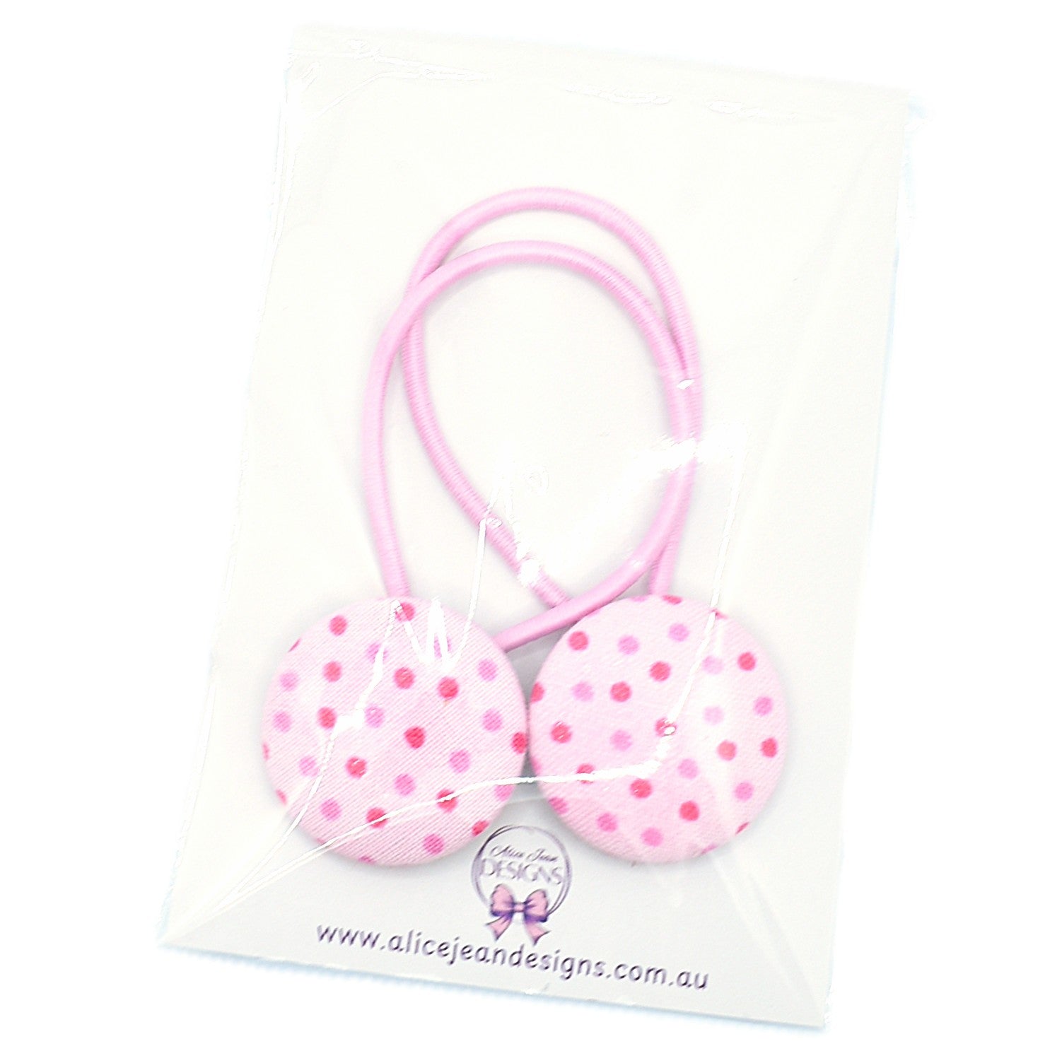 Pink Spotty Button Hair Ties