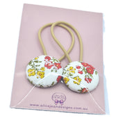 Tan Floral Button Hair Ties