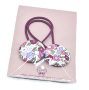 Burgundy Floral Button Hair Ties