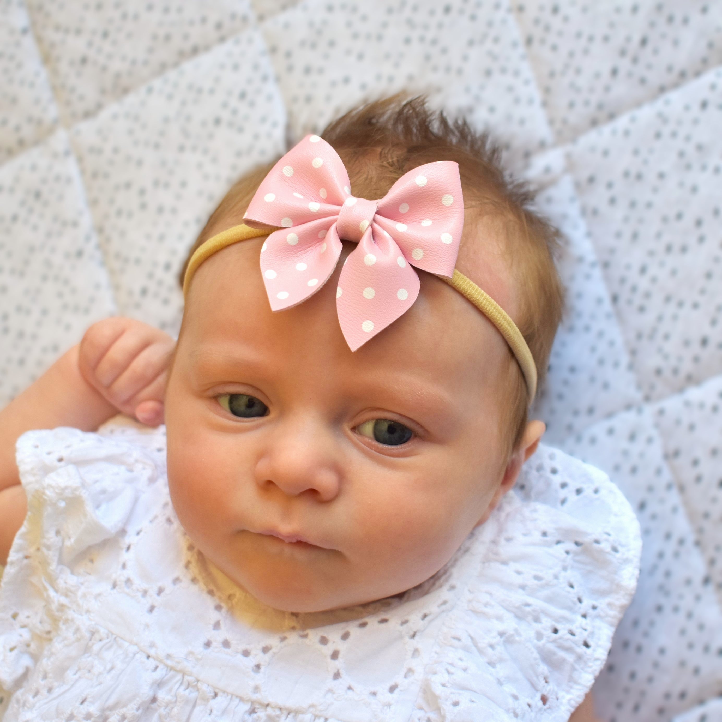 Pink Polka Dot Sailor Bow Headband