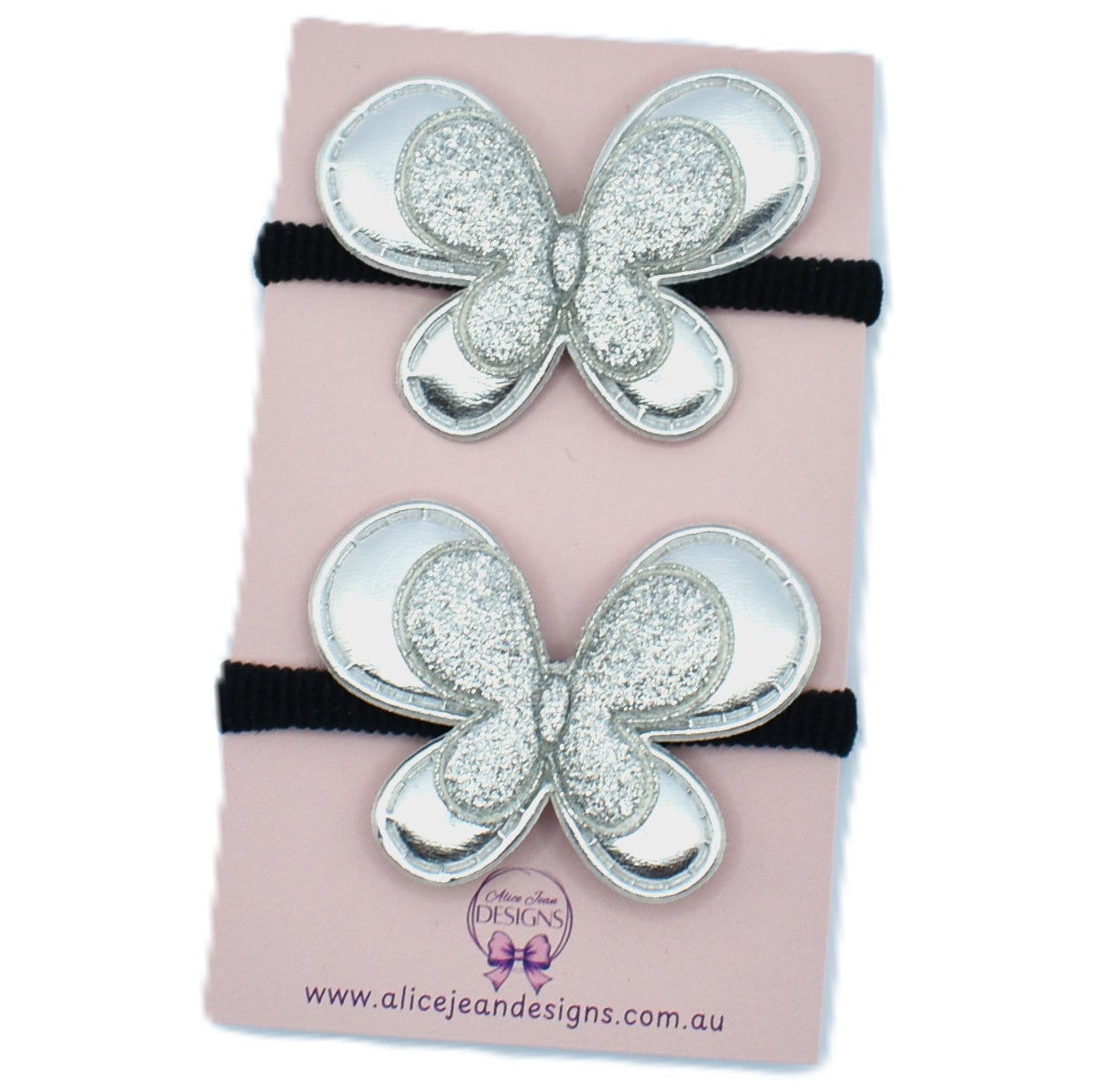 Nylon Hair Ties - Silver Butterflies