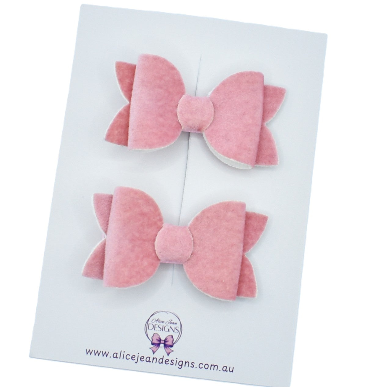 Annabelle - Velvet piggytail bows - pink