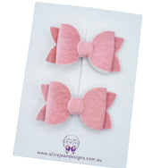 Annabelle - Velvet piggytail bows - pink