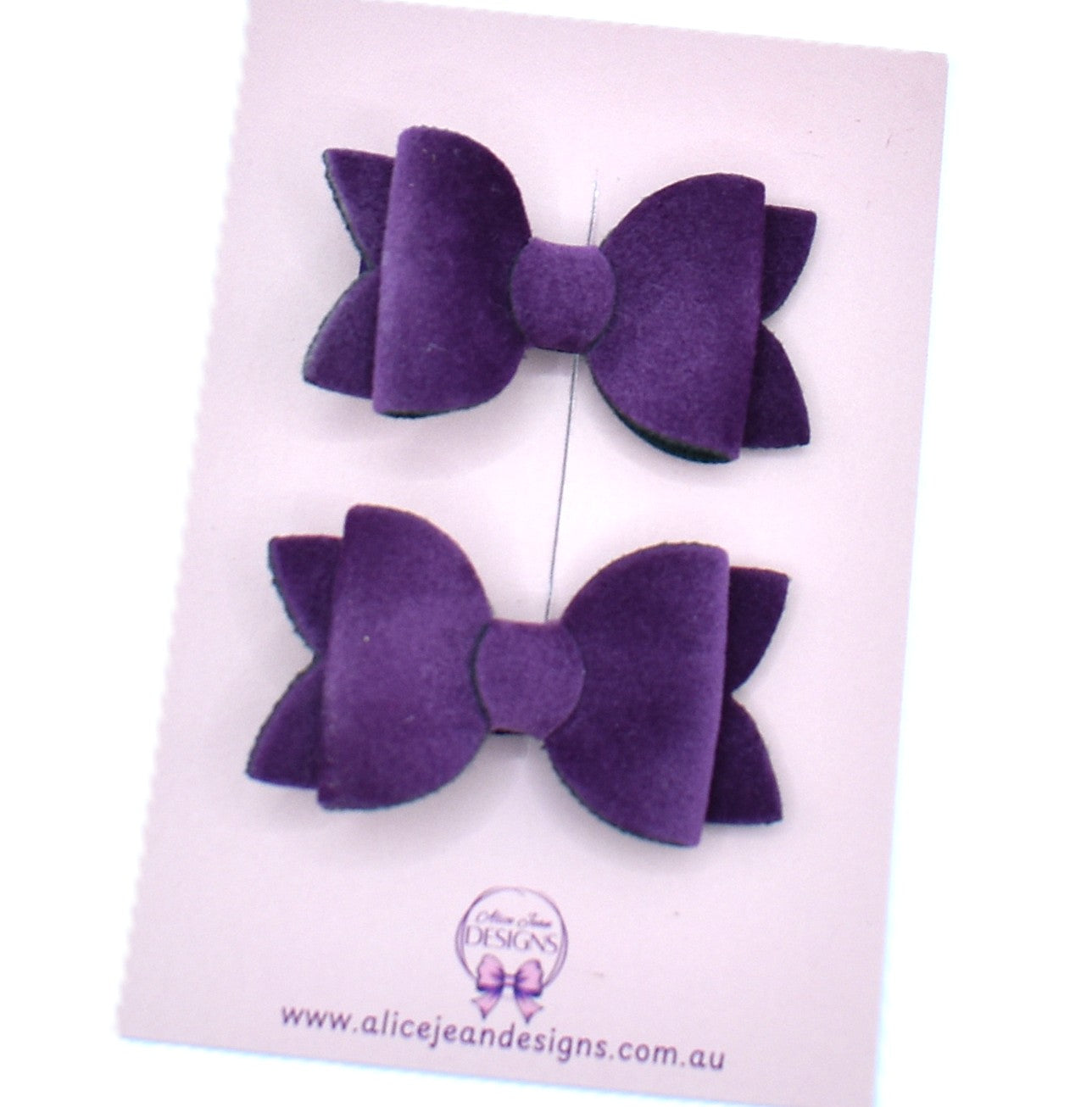 Annabelle - Velvet piggytail bows - purple