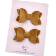 Annabelle - Velvet piggytail bows - light brown