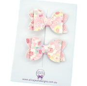 Annabelle - Peach lace piggytail bows