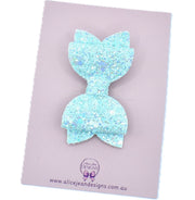 Annabelle Bow Hair Clip - blue pastel glitter