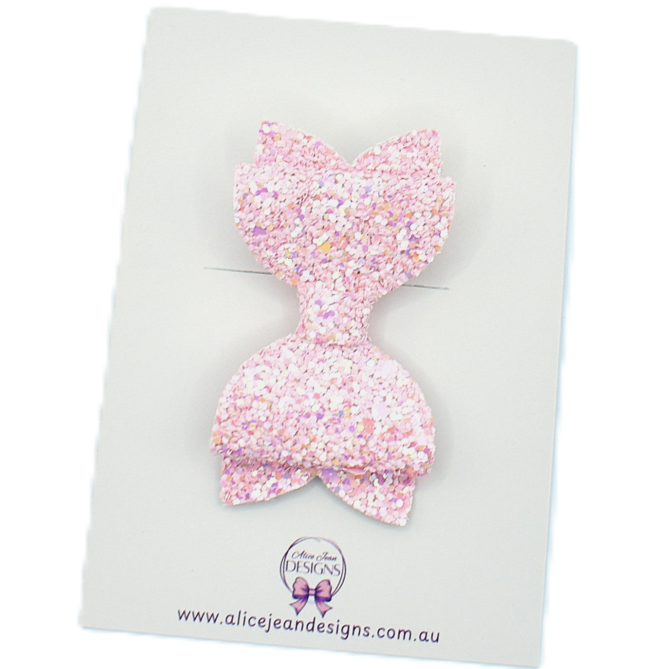 Annabelle Bow Hair Clip - pink pastel glitter