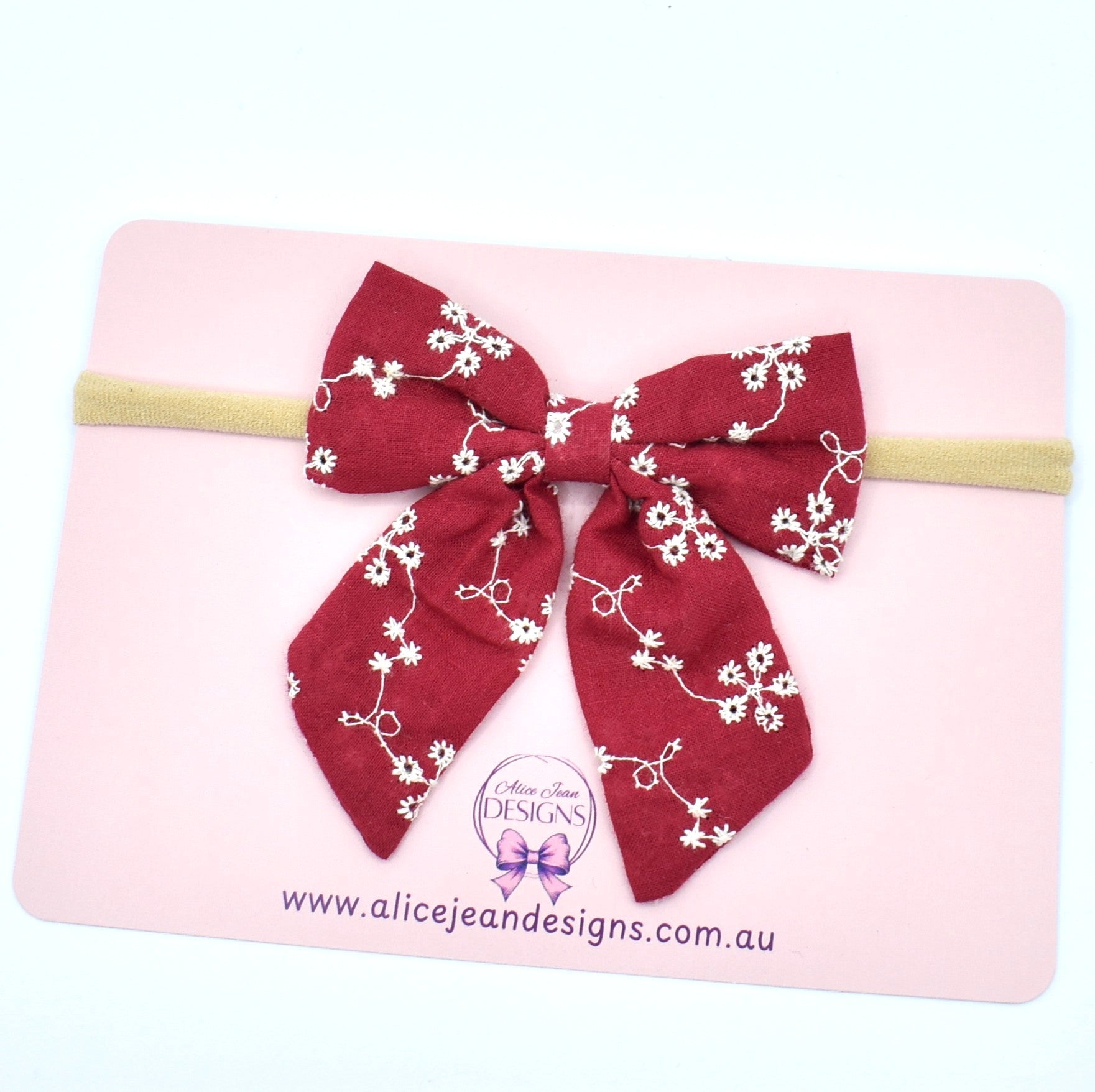 Embroidered bow - red