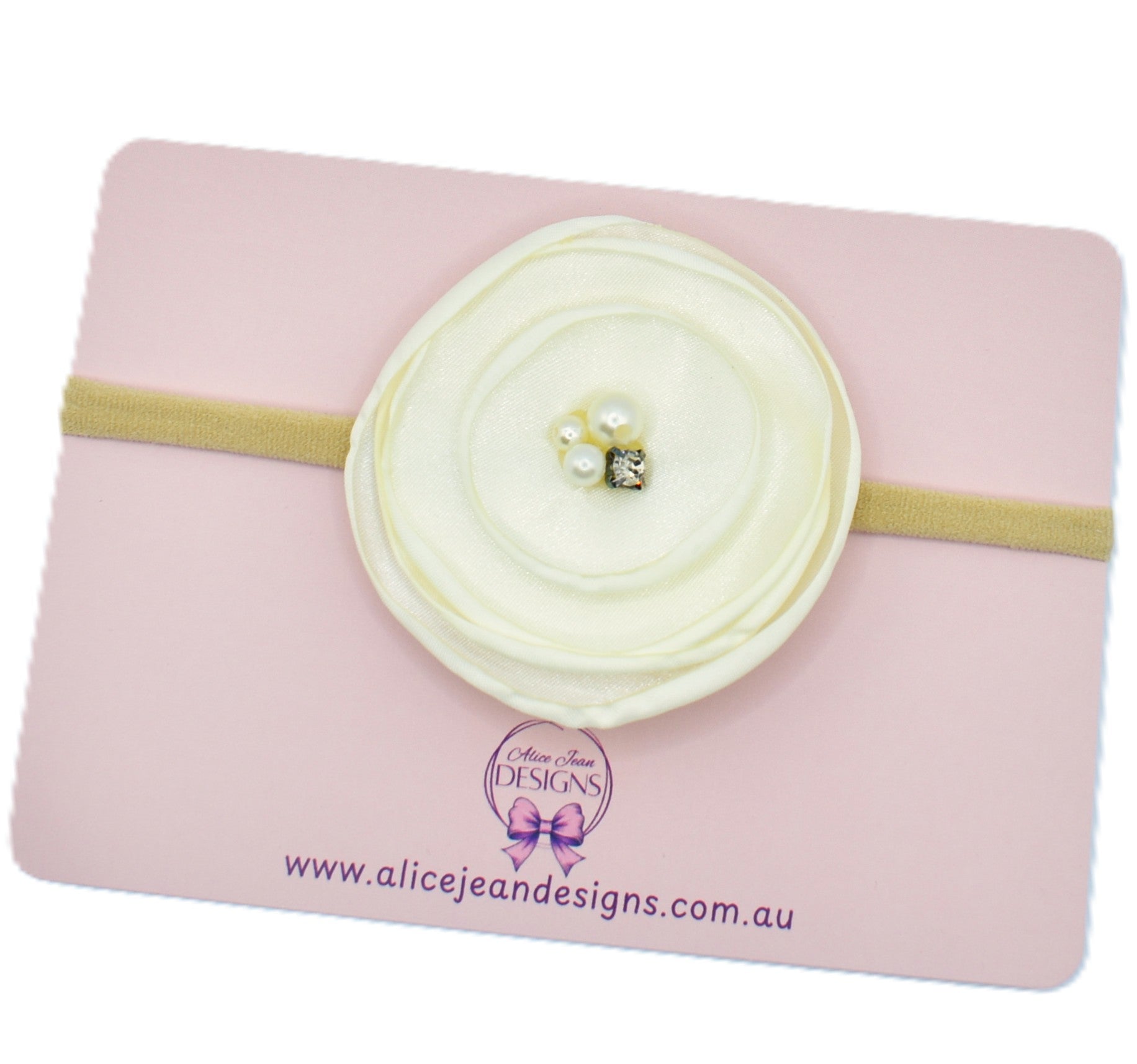 Ivory Pearl Rhinestone Flower Headband