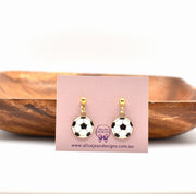 Soccer Ball Charm Earrings - black