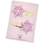 Glitter Snowflake Hair Clips - Pink