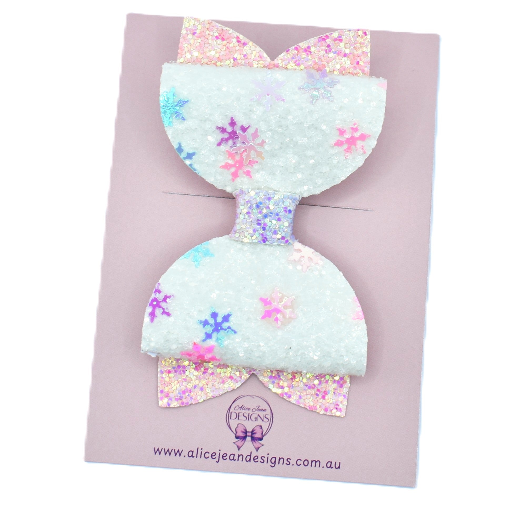Annabelle Bow Hair Clip - Pastel Snowflakes