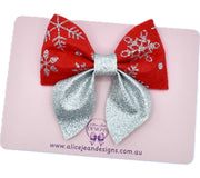 Felt & Glitter Sailor Bow Hair Clip - Christmas