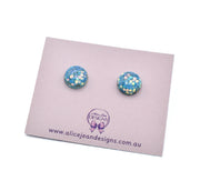 Blue glitter resin stud earrings