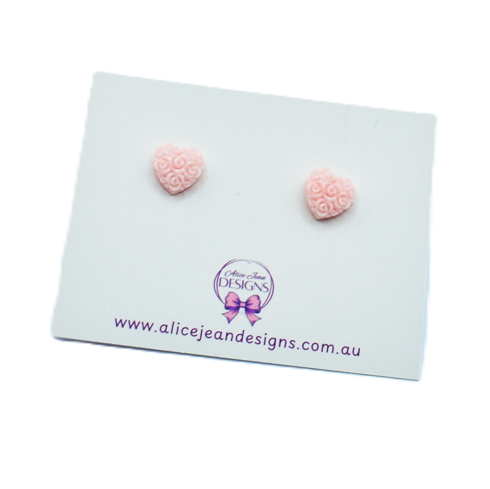 Tiny Heart Studs - pink