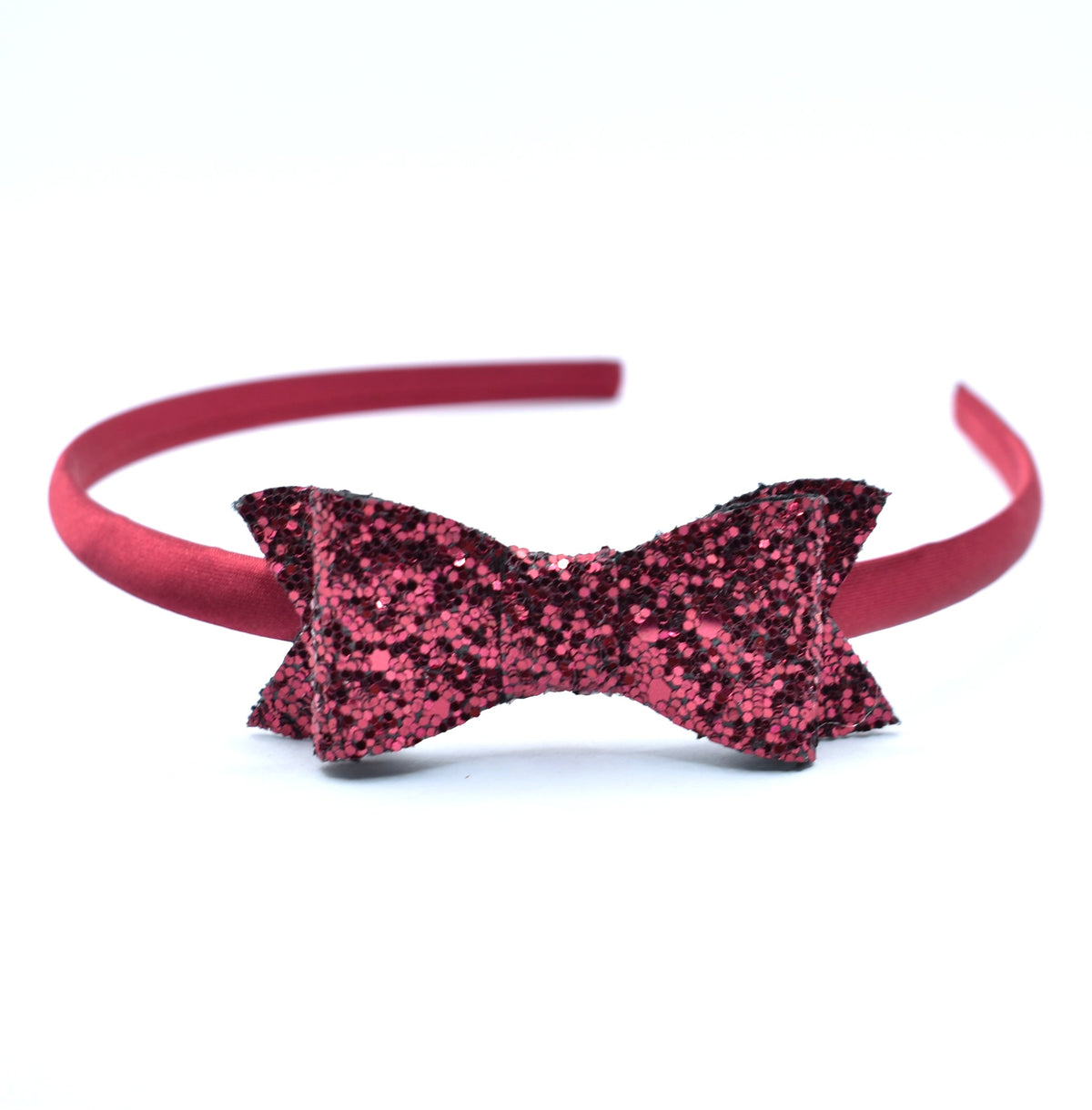 School Headband - Glitter Bow - Burgundy