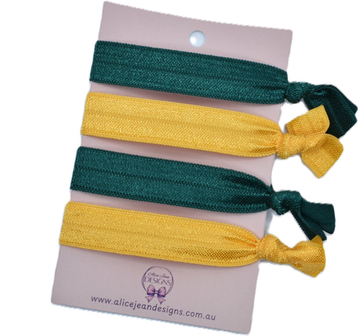 School Elastic Hair Ties - Yellow Gold/Bottle Green