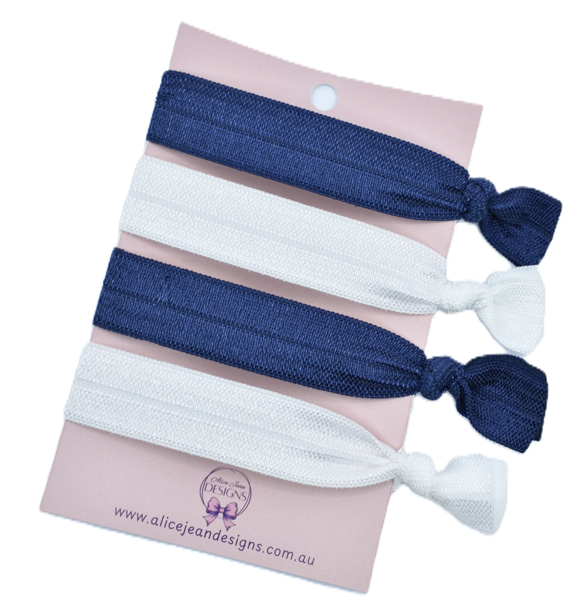 School Elastic Hair Ties - Navy & White