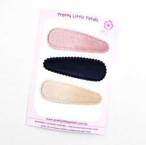 Velvet Snap Clips - set of 3