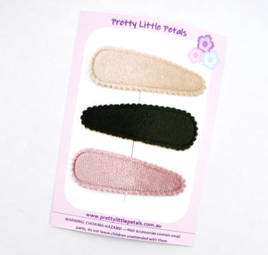 Velvet Snap Clips - set of 3