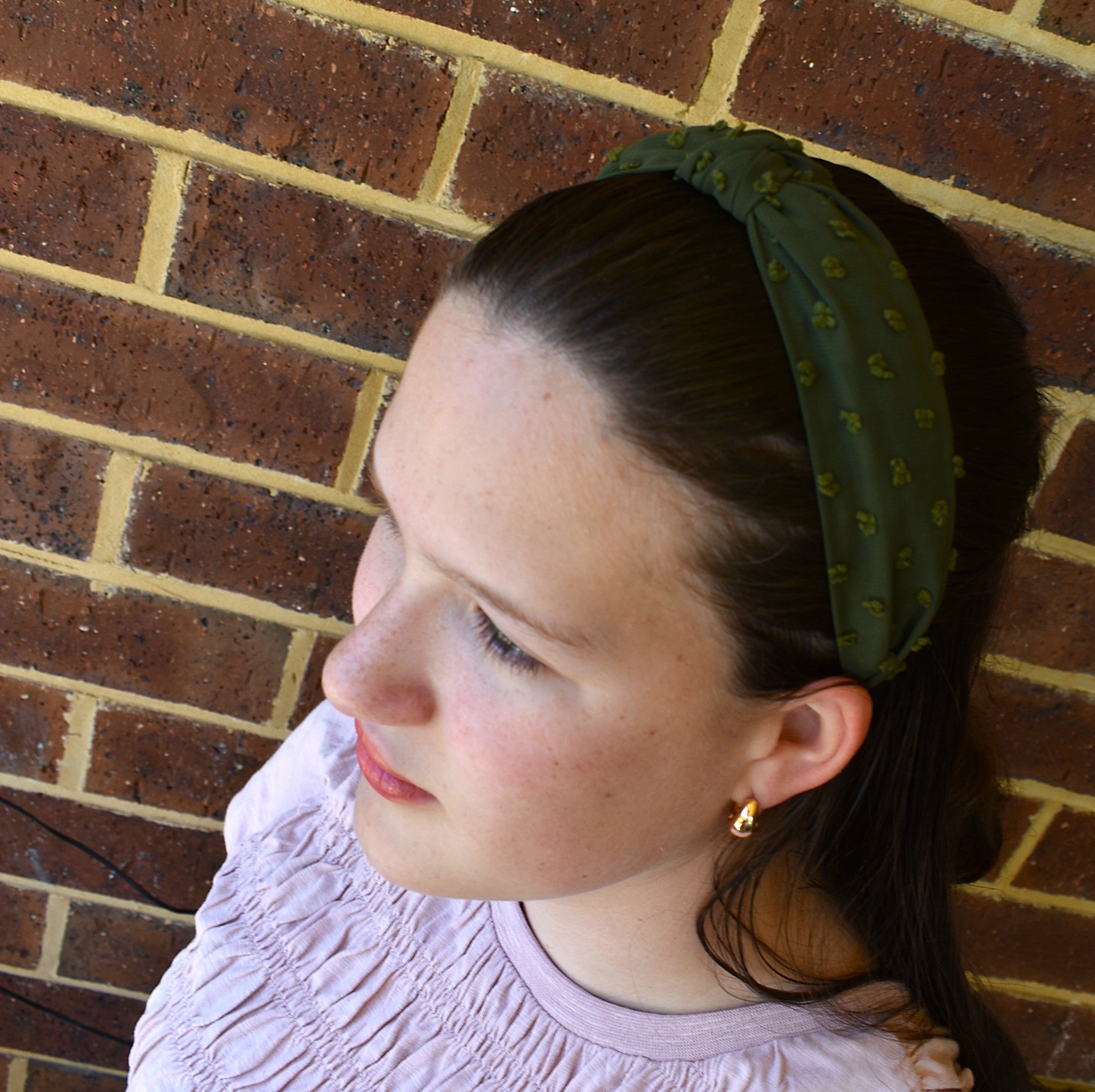 Fabric Knot Headband - Olive Green