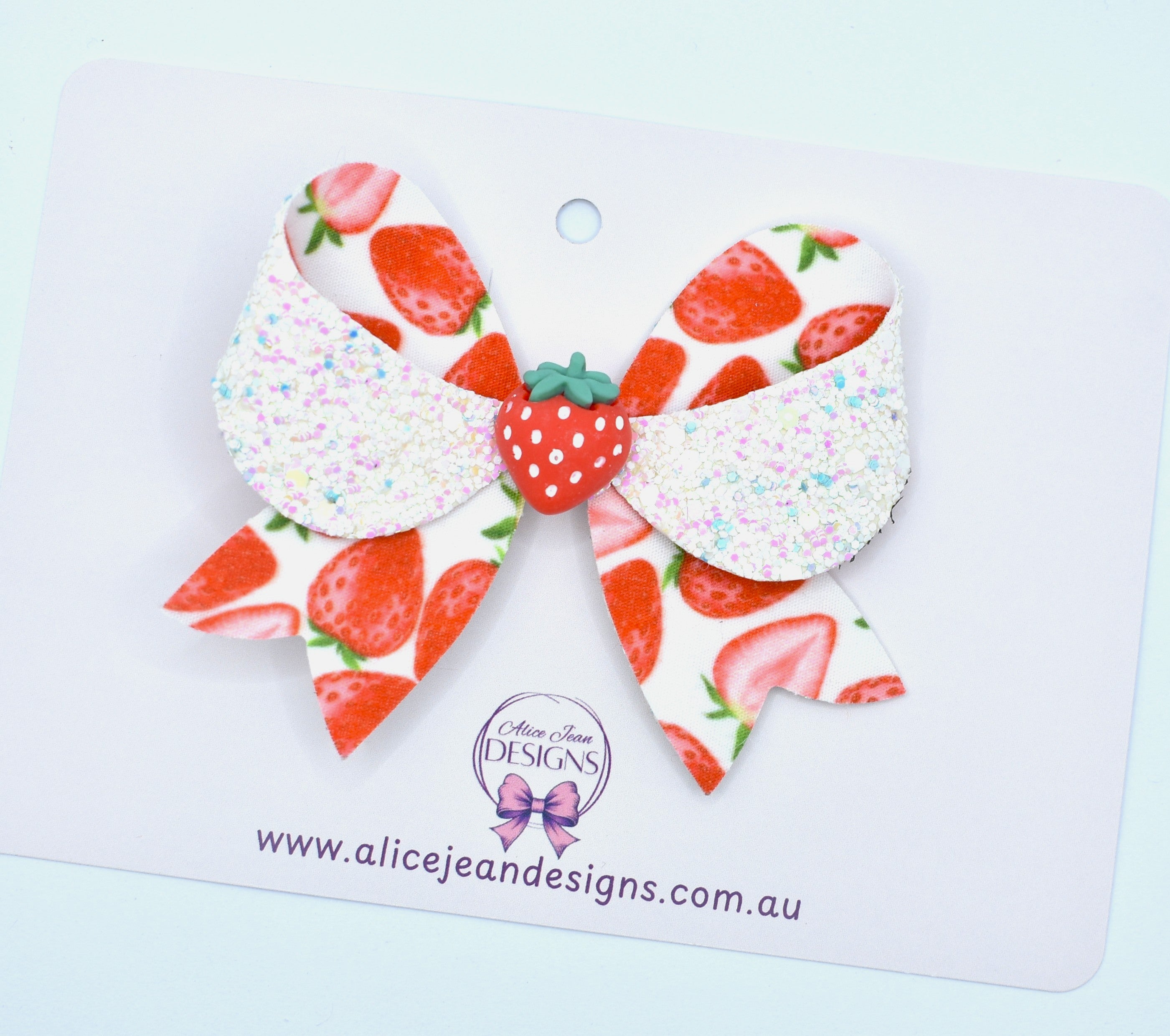 Matilda Bow Hair Clip  - Strawberries