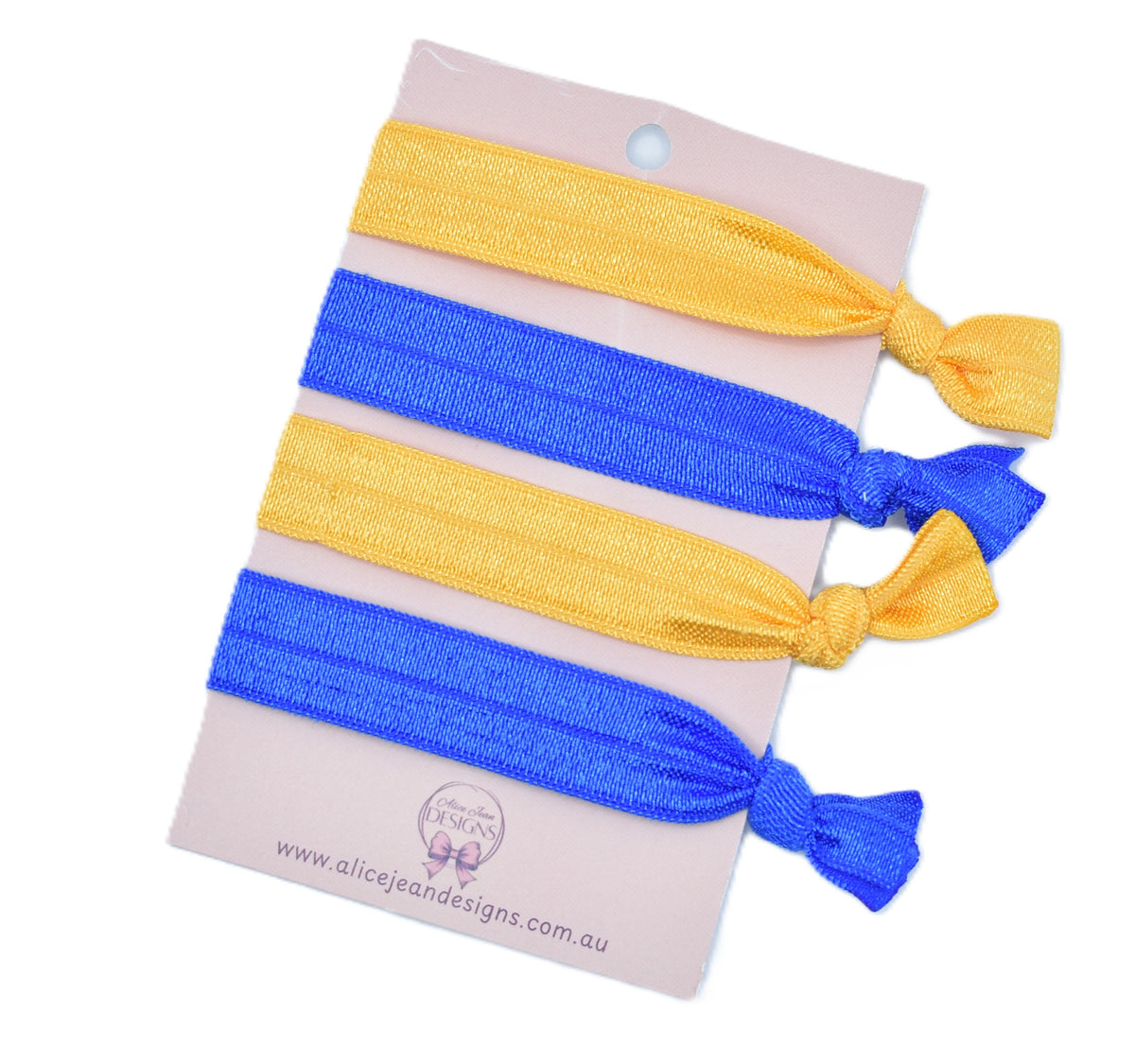 School Elastic Hair Ties - Royal Blue & Yellow Gold